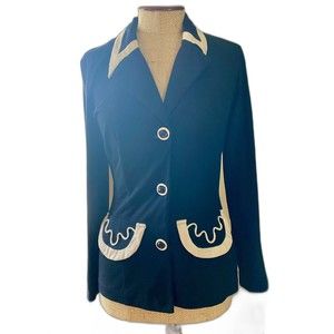 Confessions Vintage 80s/90s Contrast Detail Black Blazer Small